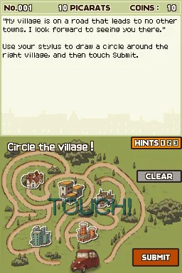 Professor Layton and the Curious Village gameplay screenshot on DS