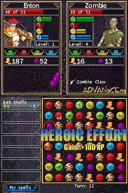 Puzzle Quest: Challenge of the Warlords gameplay screenshot on DS