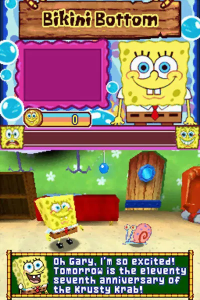 SpongeBob's Truth or Square gameplay screenshot on DS