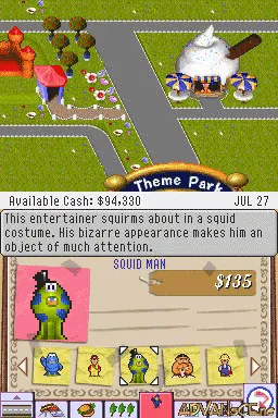 Theme Park gameplay screenshot on DS