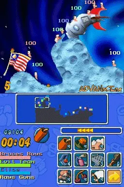 Worms: Open Warfare gameplay screenshot on DS