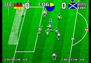 Tecmo World Soccer '96 gameplay screenshot on Neo Geo