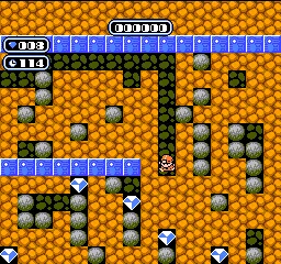 Boulder Dash gameplay screenshot on NES