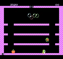 Bubble Bobble gameplay screenshot on NES