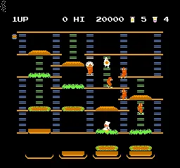BurgerTime gameplay screenshot on NES