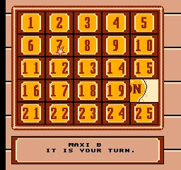 Classic Concentration gameplay screenshot on NES