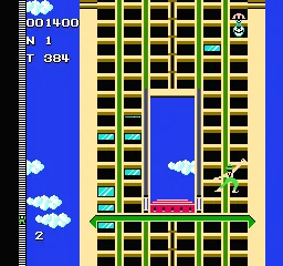 Crazy Climber gameplay screenshot on NES