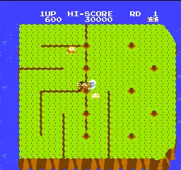 Dig Dug II gameplay screenshot on NES