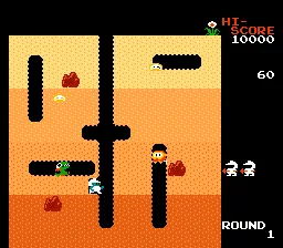 Dig Dug gameplay screenshot on NES