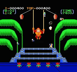 Donkey Kong 3 gameplay screenshot on NES