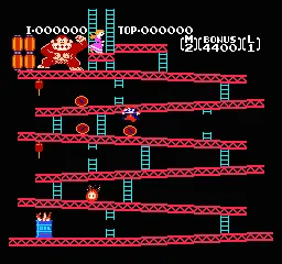 Donkey Kong gameplay screenshot on NES