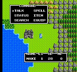 Dragon Quest II gameplay screenshot on NES