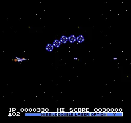 Gradius II: Gofer's Ambition gameplay screenshot on NES