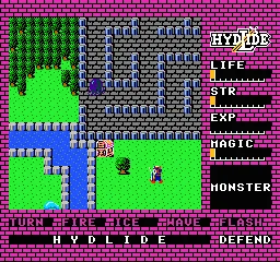 Hydlide gameplay screenshot on NES