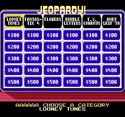 Jeopardy! Junior Edition gameplay screenshot on NES