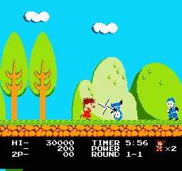 Kid Niki: Radical Ninja gameplay screenshot on NES
