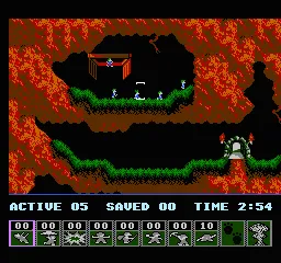 Lemmings gameplay screenshot on NES