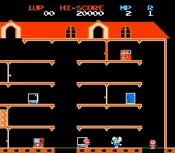 Mappy gameplay screenshot on NES