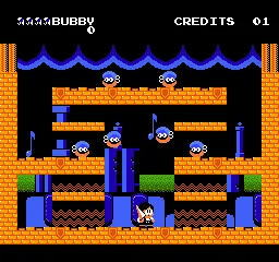 Parasol Stars: Rainbow Islands II gameplay screenshot on NES
