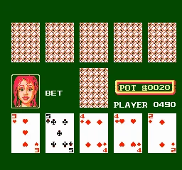 Peek-A-Boo Poker gameplay screenshot on NES