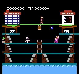 Popeye gameplay screenshot on NES