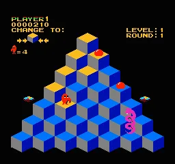 Q*bert gameplay screenshot on NES