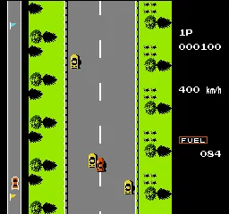 Road Fighter gameplay screenshot on NES