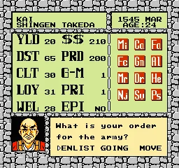 Shingen the Ruler gameplay screenshot on NES