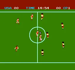 Soccer gameplay screenshot on NES