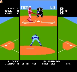Tecmo Baseball gameplay screenshot on NES