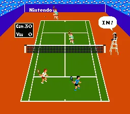 Tennis gameplay screenshot on NES