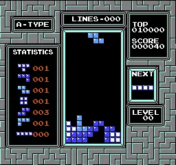 Tetris gameplay screenshot on NES
