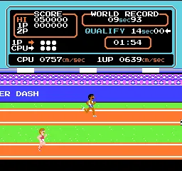 Track & Field in Barcelona gameplay screenshot on NES