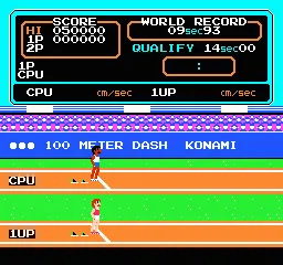 Track & Field gameplay screenshot on NES