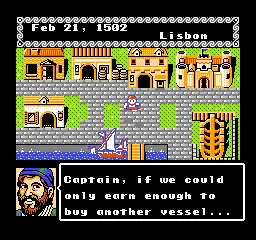Uncharted Waters gameplay screenshot on NES