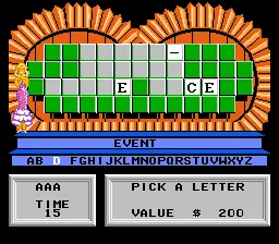Wheel of Fortune: Featuring Vanna White gameplay screenshot on NES