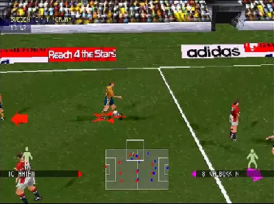Adidas Power Soccer 98 gameplay screenshot on PS1
