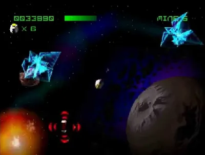 Asteroids gameplay screenshot on PS1