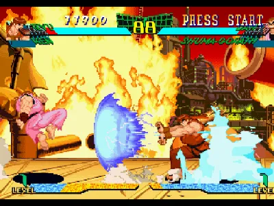 Marvel Super Heroes vs. Street Fighter gameplay screenshot on PS1