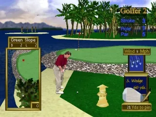 Peter Jacobson's Golden Tee 3D Golf gameplay screenshot on PS1