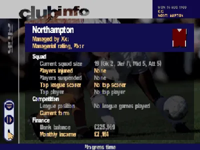 Premier Manager 2000 gameplay screenshot on PS1