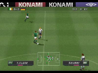 Pro Evolution Soccer gameplay screenshot on PS1
