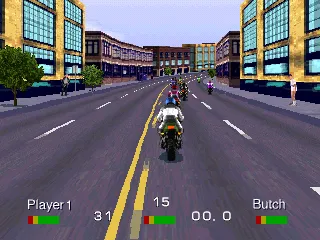 Road Rash gameplay screenshot on PS1
