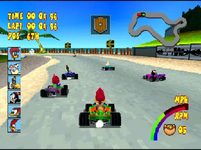 Woody Woodpecker Racing gameplay screenshot on PS1
