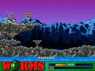 Worms gameplay screenshot on PS1