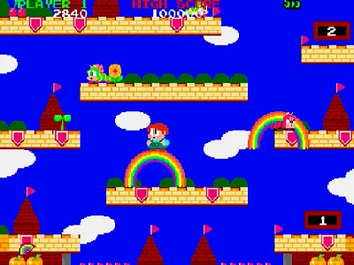 Bubble Bobble gameplay screenshot on Saturn
