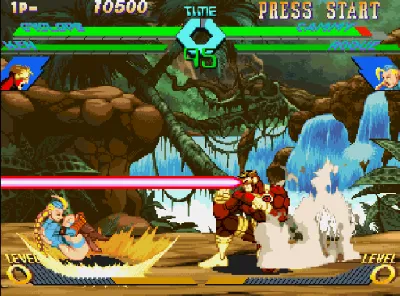 X-Men vs. Street Fighter gameplay screenshot on Saturn