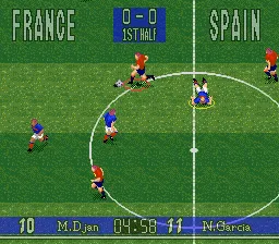 90 Minutes European Prime Goal gameplay screenshot on SNES