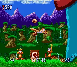 Bubsy in: Claws Encounters of the Furred Kind gameplay screenshot on SNES