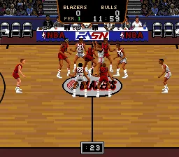 Bulls vs. Blazers and the NBA Playoffs gameplay screenshot on SNES